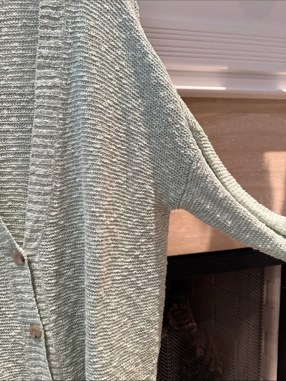 J. Jill Sage Green Open-Knit Button Cardigan - Picture 4 of 5